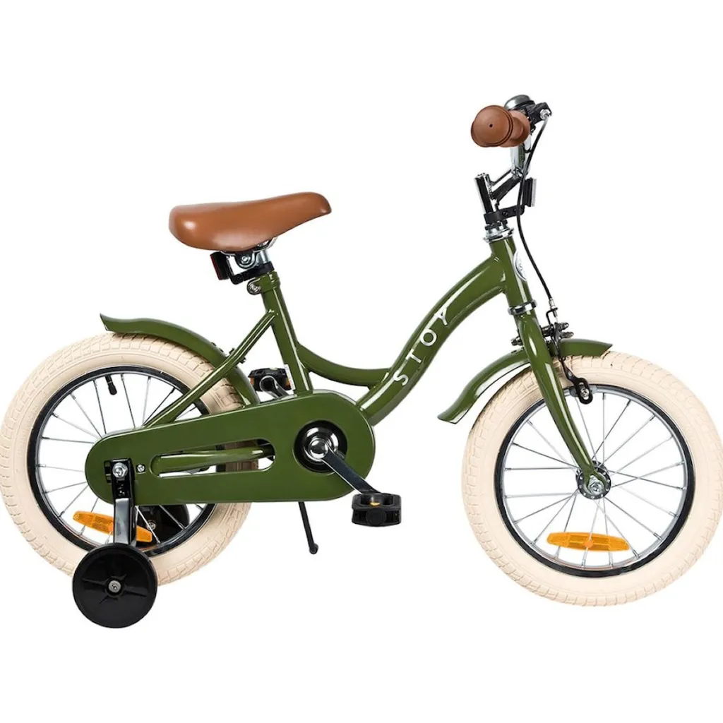 Discount 14" Vintage Cykel Army Green Barn Barncyklar