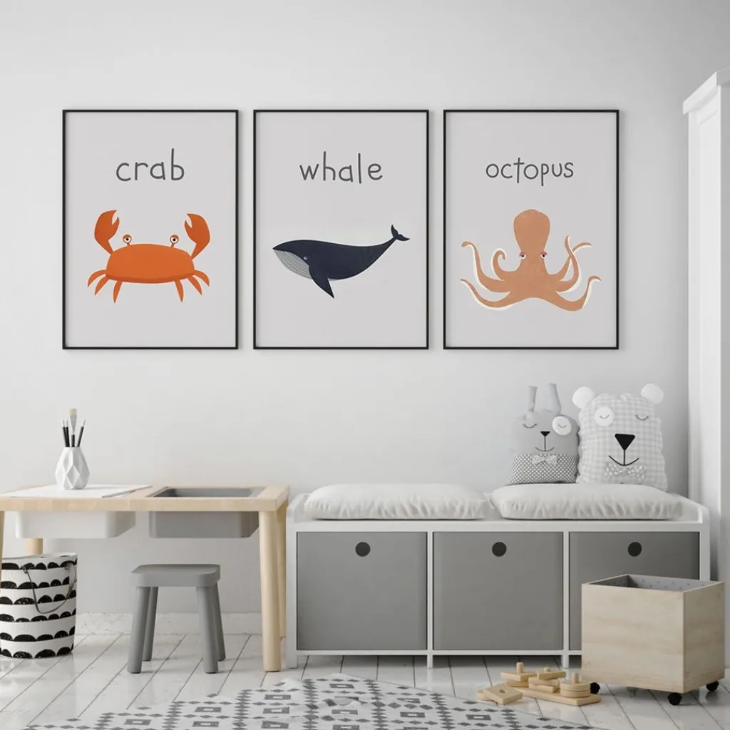 Clearance Affisch Med Krabba Barn Barnrumsaccessoarer