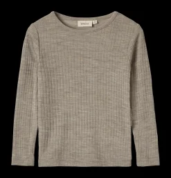 Sale Alfie Långärmad T-shirt I Ull Och Silke Khaki Melange Barn Tröjor & Toppar