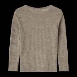 Sale Alfie Långärmad T-shirt I Ull Och Silke Khaki Melange Barn Tröjor & Toppar