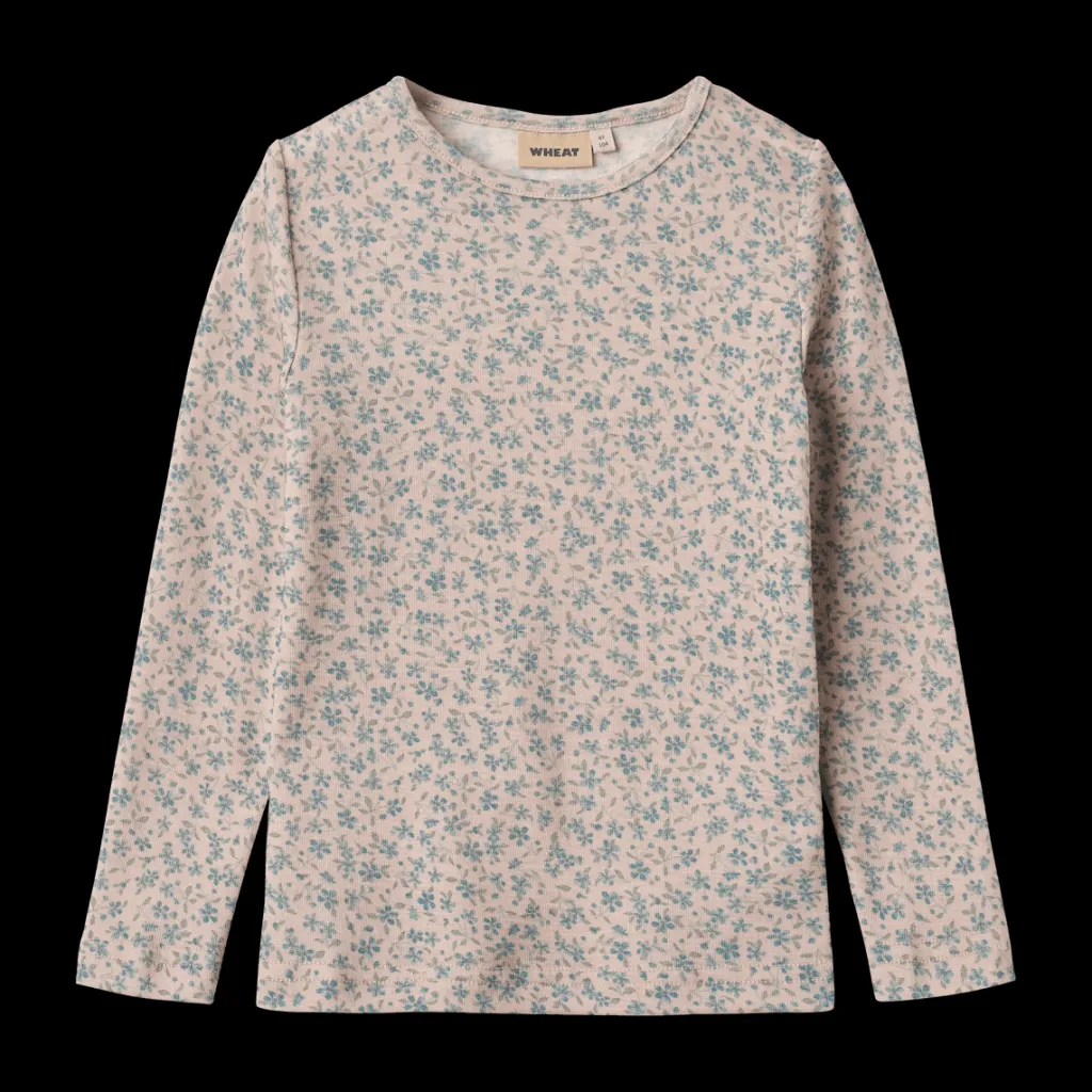 Discount Alfie Långärmad T-shirt I Ull Blue Flowers Barn Tröjor & Toppar