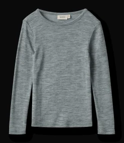 New Alfie Långärmad T-shirt I Ull Melange Grey Barn Tröjor & Toppar