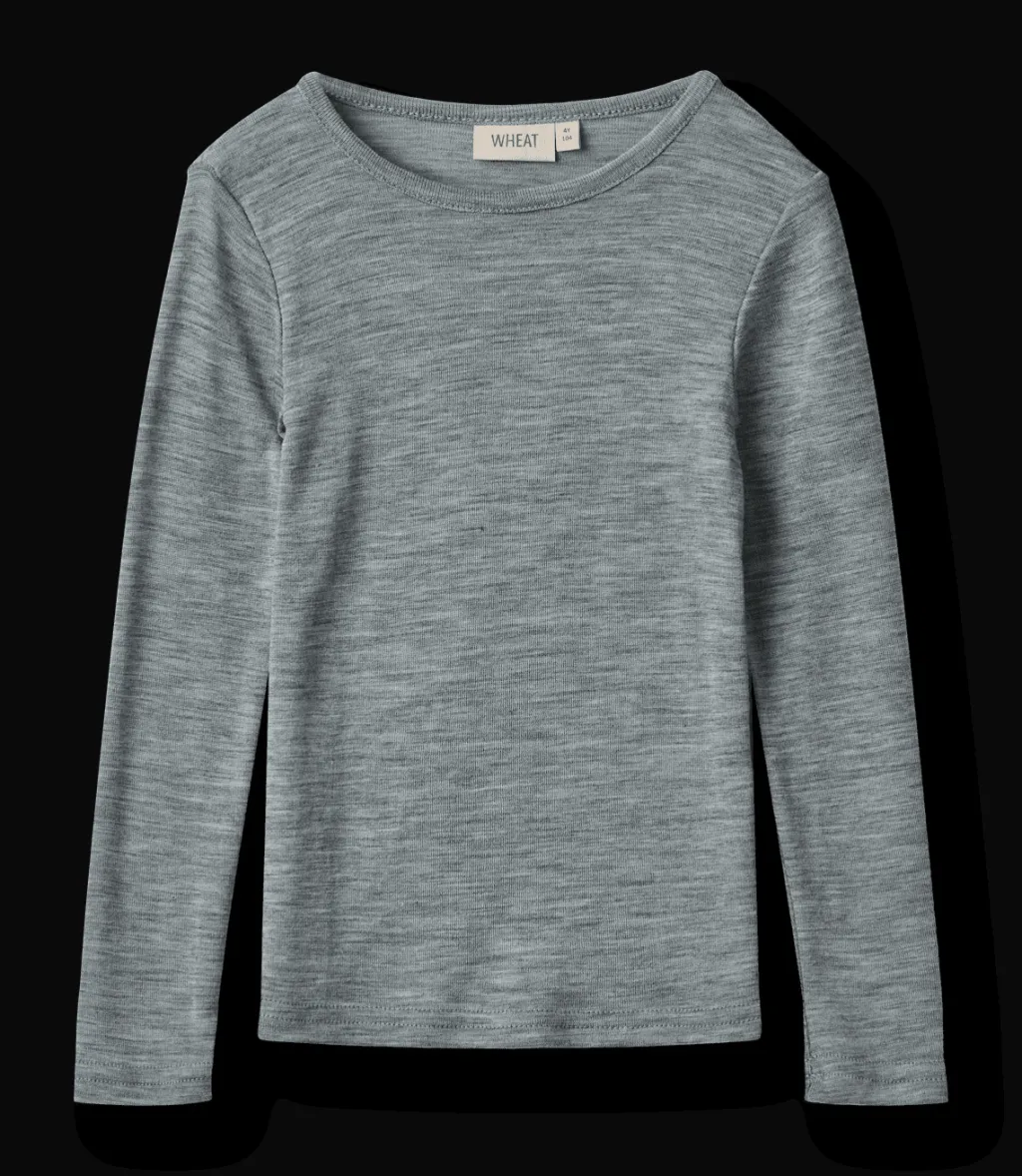 New Alfie Långärmad T-shirt I Ull Melange Grey Barn Tröjor & Toppar