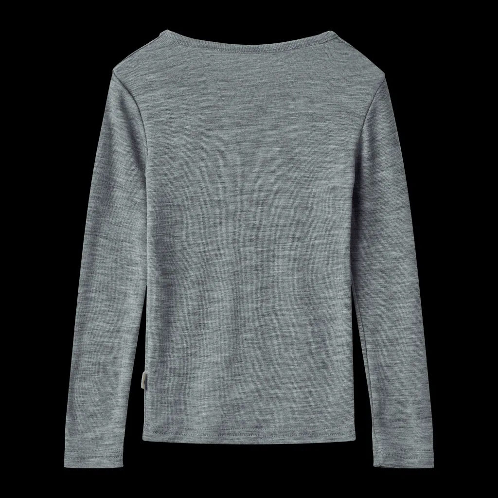 New Alfie Långärmad T-shirt I Ull Melange Grey Barn Tröjor & Toppar