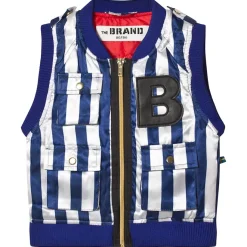 New B Vest Blue/White Stripe Jackor & Kappor