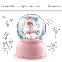 New Ballerina Snöglob Med Nattlampa Pink Barn Barnrumsaccessoarer