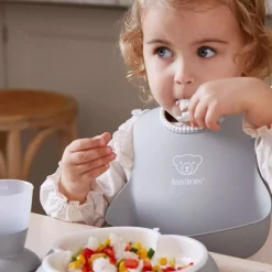 Online Barnservis Med Haklapp Grå Äta & Dricka