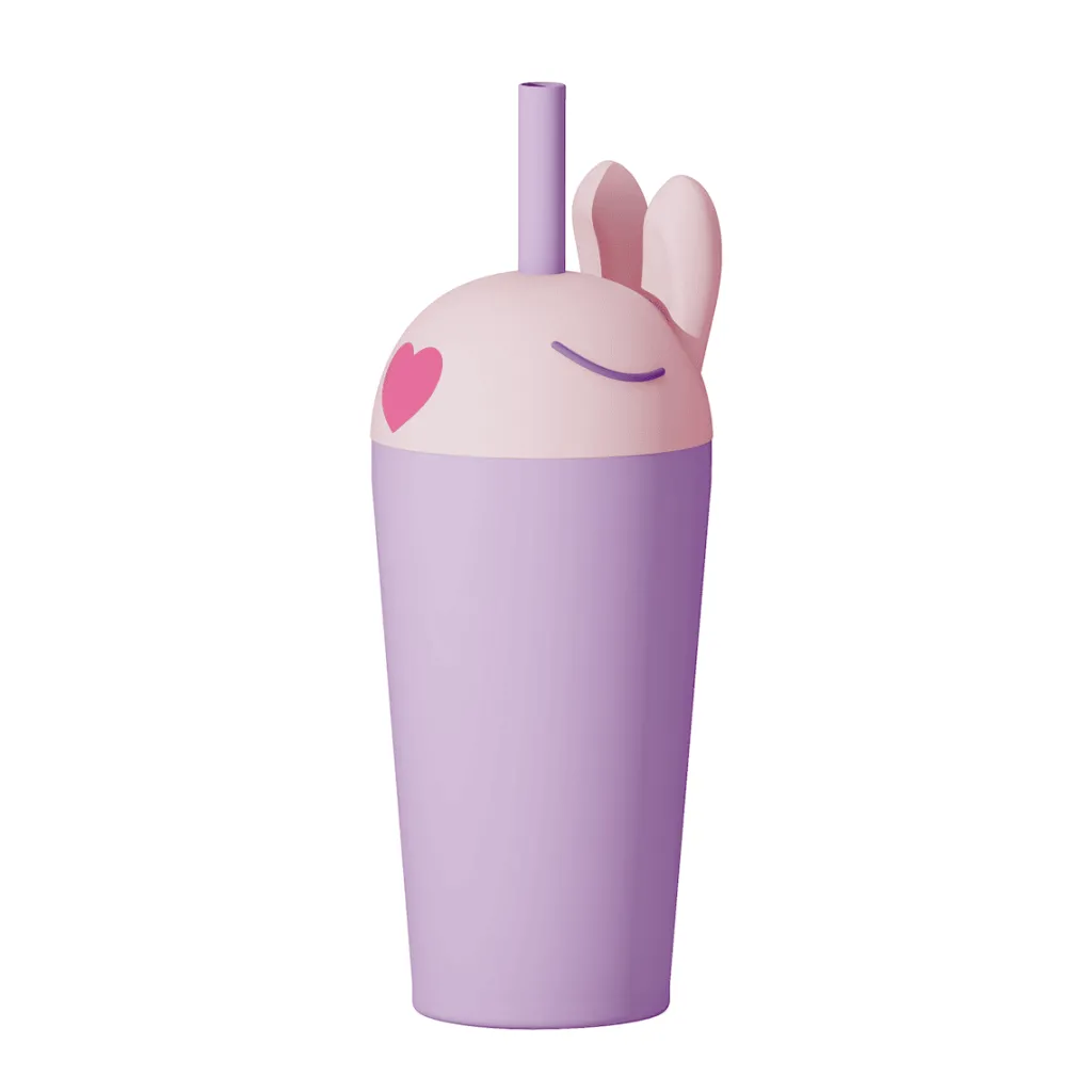 Hot Bestie Sippy Isolerad Mugg Med Sugrör Bunny Äta & Dricka