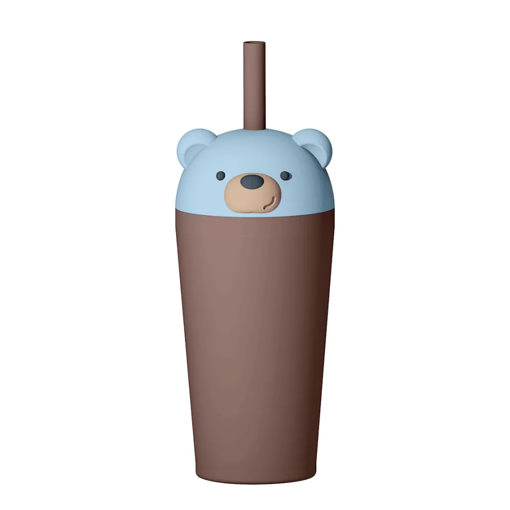Hot Bestie Sippy Isolerad Mugg Med Sugrör Bear Äta & Dricka