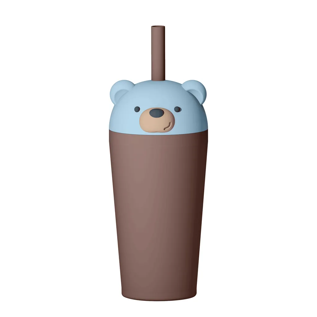 Hot Bestie Sippy Isolerad Mugg Med Sugrör Bear Äta & Dricka