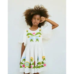 New Carlin Short-Sleeved Dress Dandelion Border Barn Klänningar & Kjolar