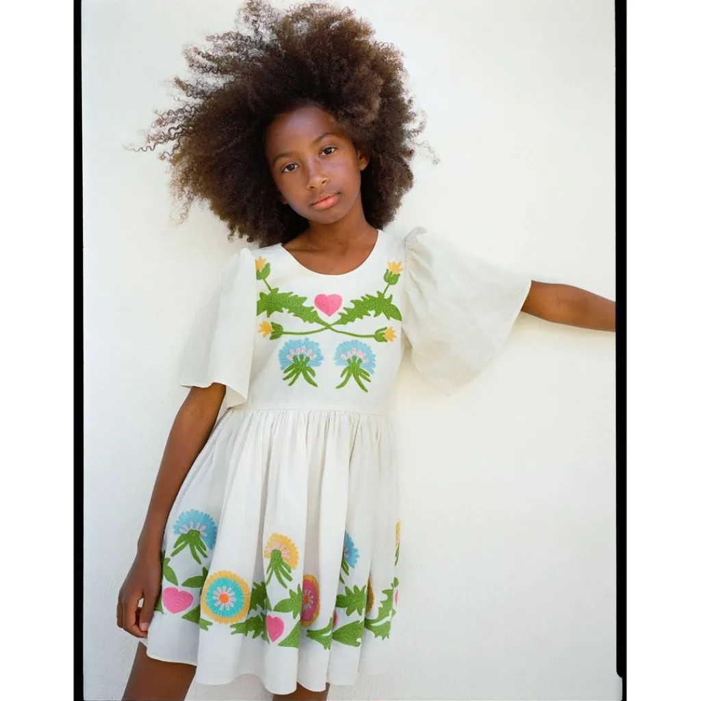 New Carlin Short-Sleeved Dress Dandelion Border Barn Klänningar & Kjolar