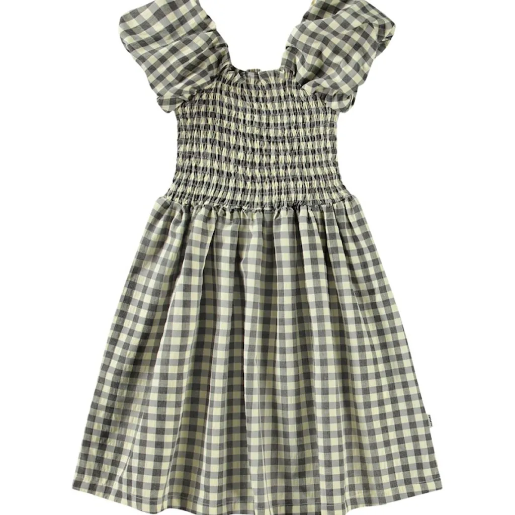 Cherisla Short-Sleeved Dress Sun Check Barn Klänningar & Kjolar