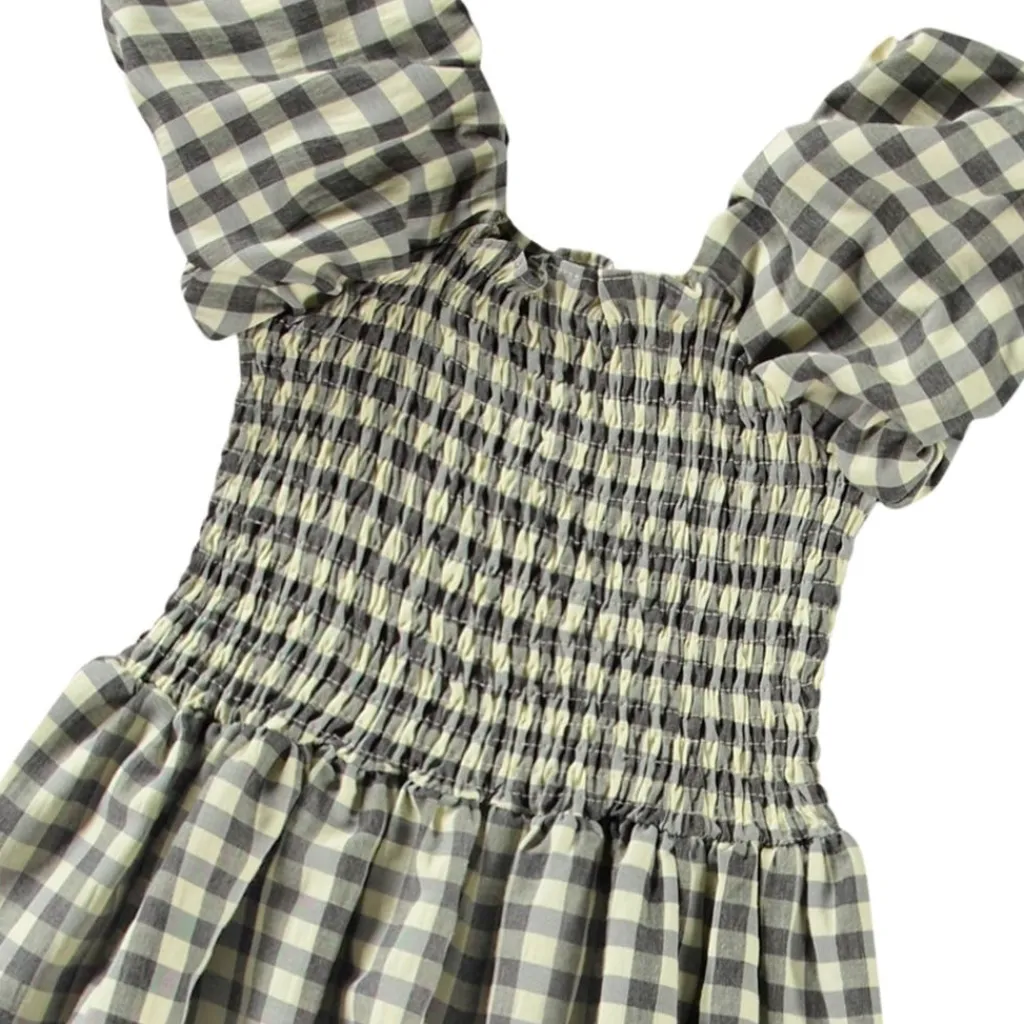Cherisla Short-Sleeved Dress Sun Check Barn Klänningar & Kjolar