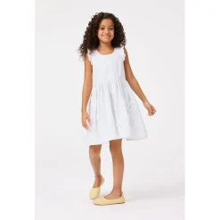 New Cortney Short-Sleeved Dress Crisp White Barn Klänningar & Kjolar