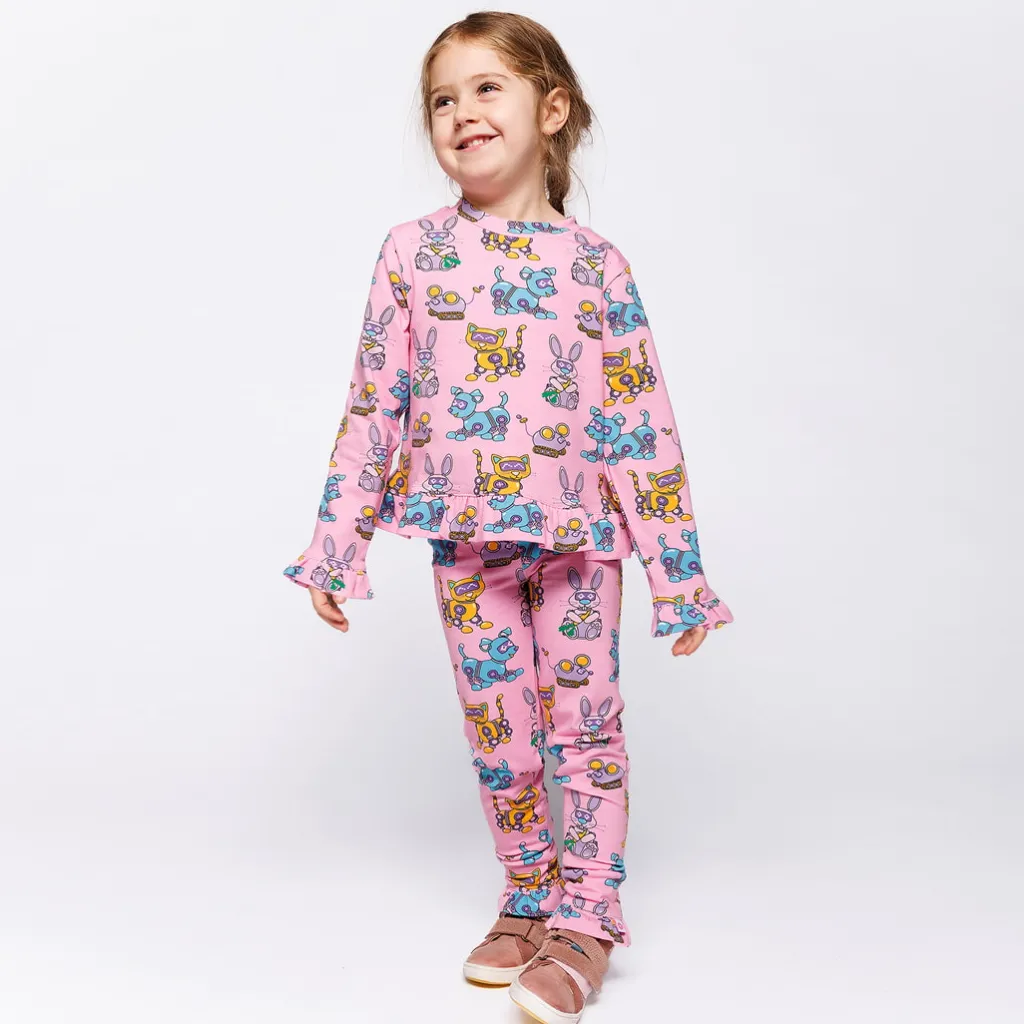 Hot Dabinett With Robot Pets Leggings Pink Lilac Barn Byxor & Shorts