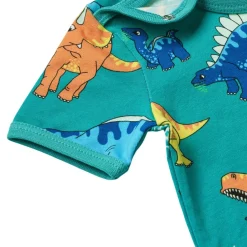 Hot Dinosaurs Kortärmad Baby Body Teal Barn Bodys & Bodysuits