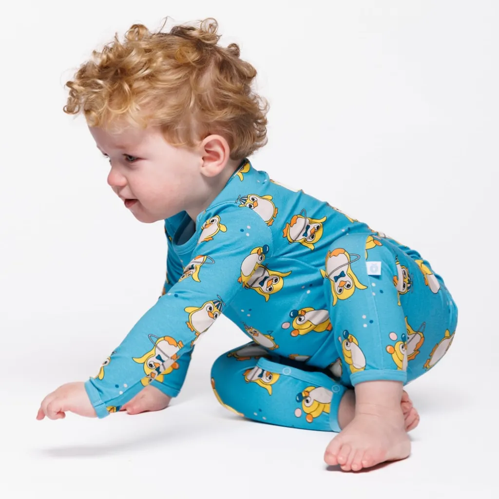 Sale Elstar Långärmad Babydräkt Med Cirkuspingviner Blå Petit Four Barn Bodys & Bodysuits