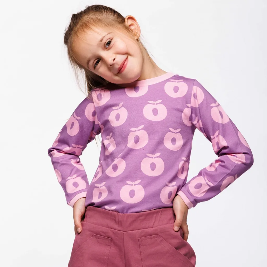 Online Elstar Långärmad Topp Med Äpplen Lila Purple Iris Barn Tröjor & Toppar