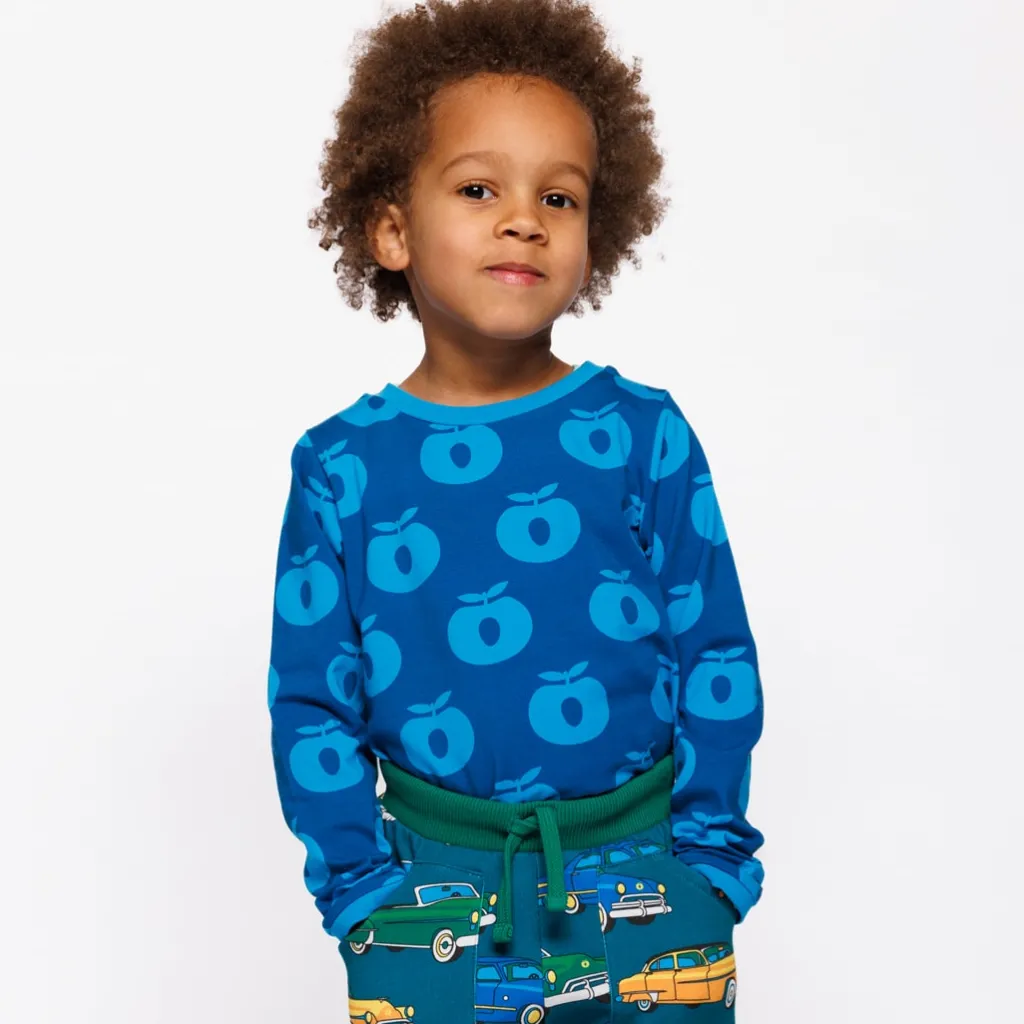 Discount Elstar Långärmad Topp Med Äpplen Blå Vivid Blue Barn Tröjor & Toppar