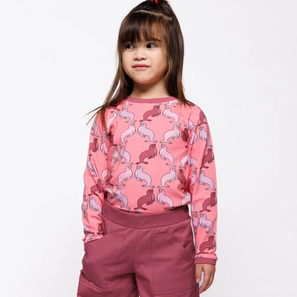New Elstar Långärmad Topp Med Sjölejon Rosa Mauve Rose Barn Tröjor & Toppar