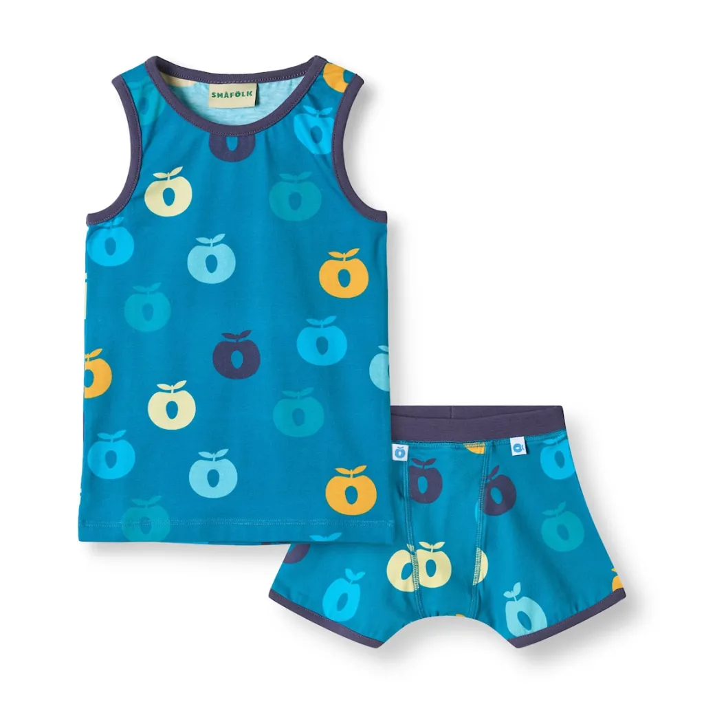 Sale Elstar Underwear Set with Apples Solid blue Barn Underkläder