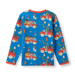 Hot Elstar With Fire Truck Långärmad T-shirt Brilliant Blue Barn Tröjor & Toppar