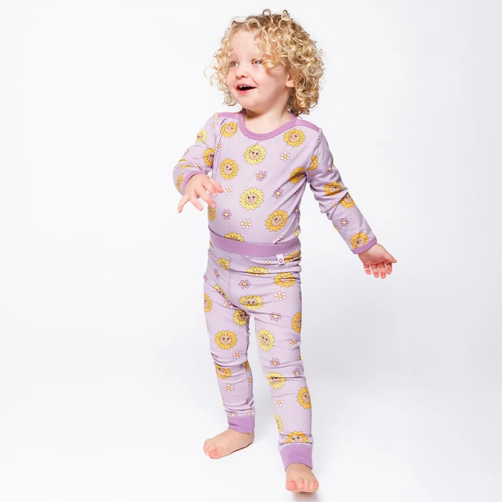 Discount Elstar With Sunflowers Baby Leggings Heather Purple Barn Byxor & Shorts