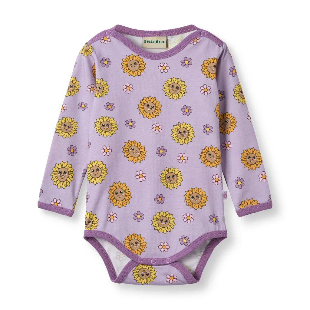 Discount Elstar With Sunflowers Långärmad Baby Body Heather Purple Barn Bodys & Bodysuits