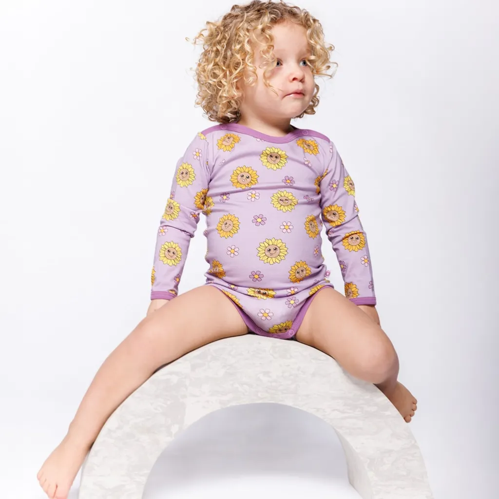 Discount Elstar With Sunflowers Långärmad Baby Body Heather Purple Barn Bodys & Bodysuits