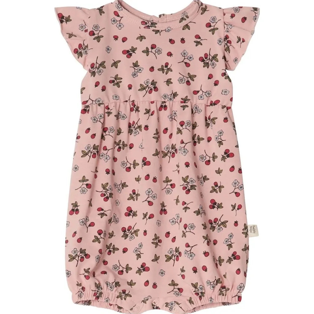 Hot Flora GOTS Mönstrad Romper Wild Strawberry Barn Bodys & Bodysuits