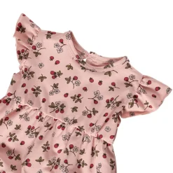 Hot Flora GOTS Mönstrad Romper Wild Strawberry Barn Bodys & Bodysuits