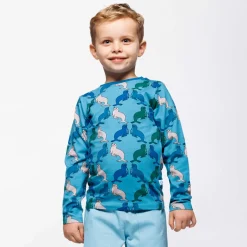 Hot Gala Långärmad Topp Med Sjölejon Blå Aqua Teal Barn Tröjor & Toppar