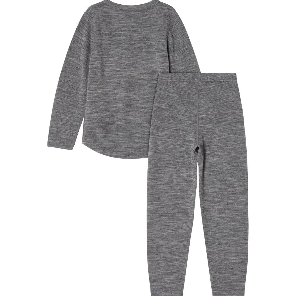 Outlet Gisborn Baselayer-set I Ull Och Bambu Dark Grey Melange Barn Underställ