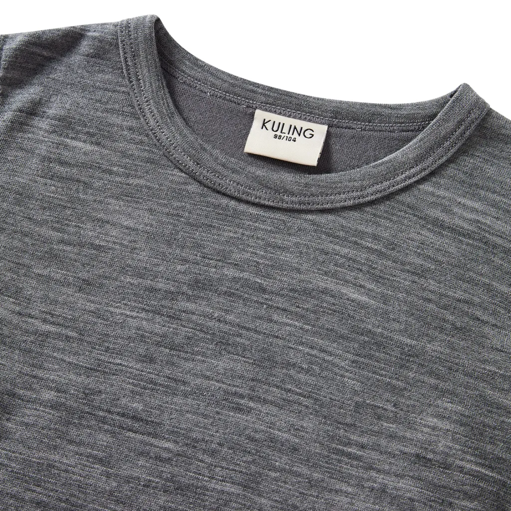 Outlet Gisborn Baselayer-set I Ull Och Bambu Dark Grey Melange Barn Underställ