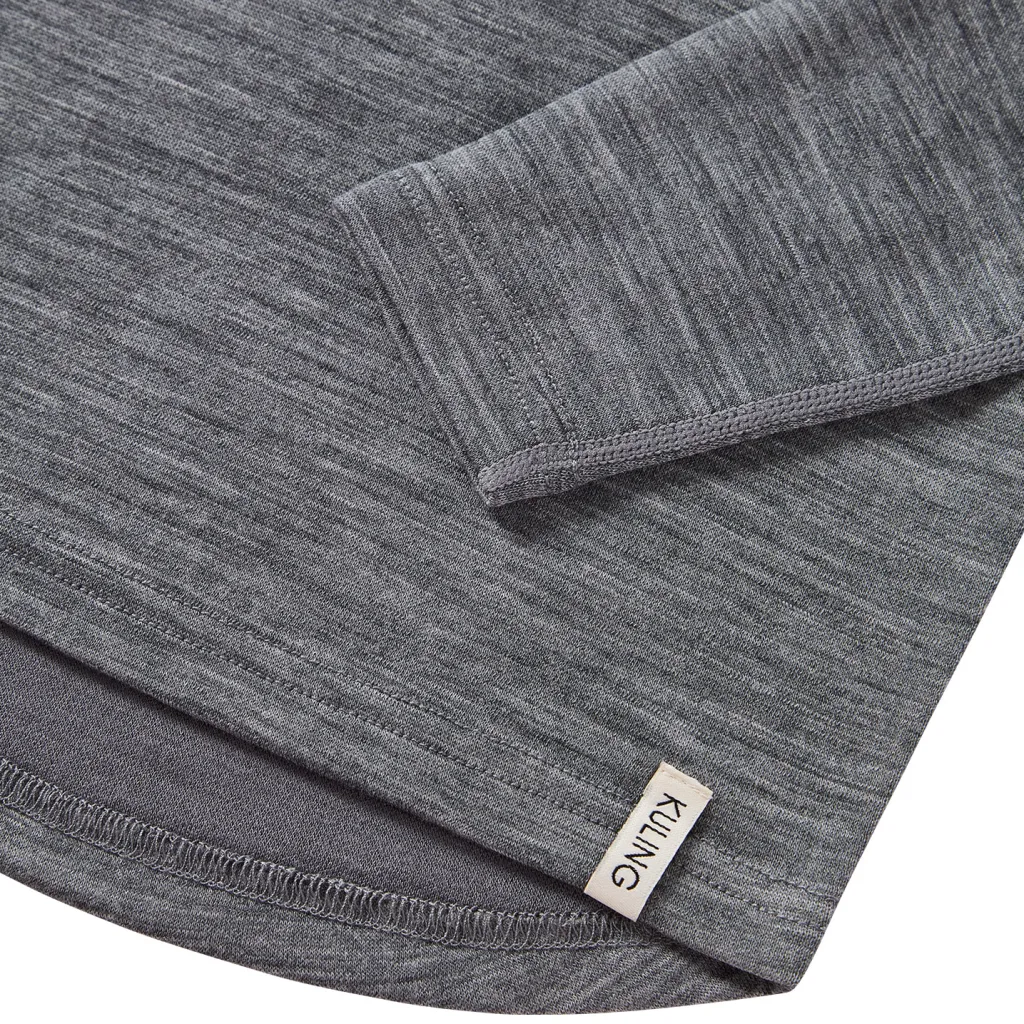 Outlet Gisborn Baselayer-set I Ull Och Bambu Dark Grey Melange Barn Underställ