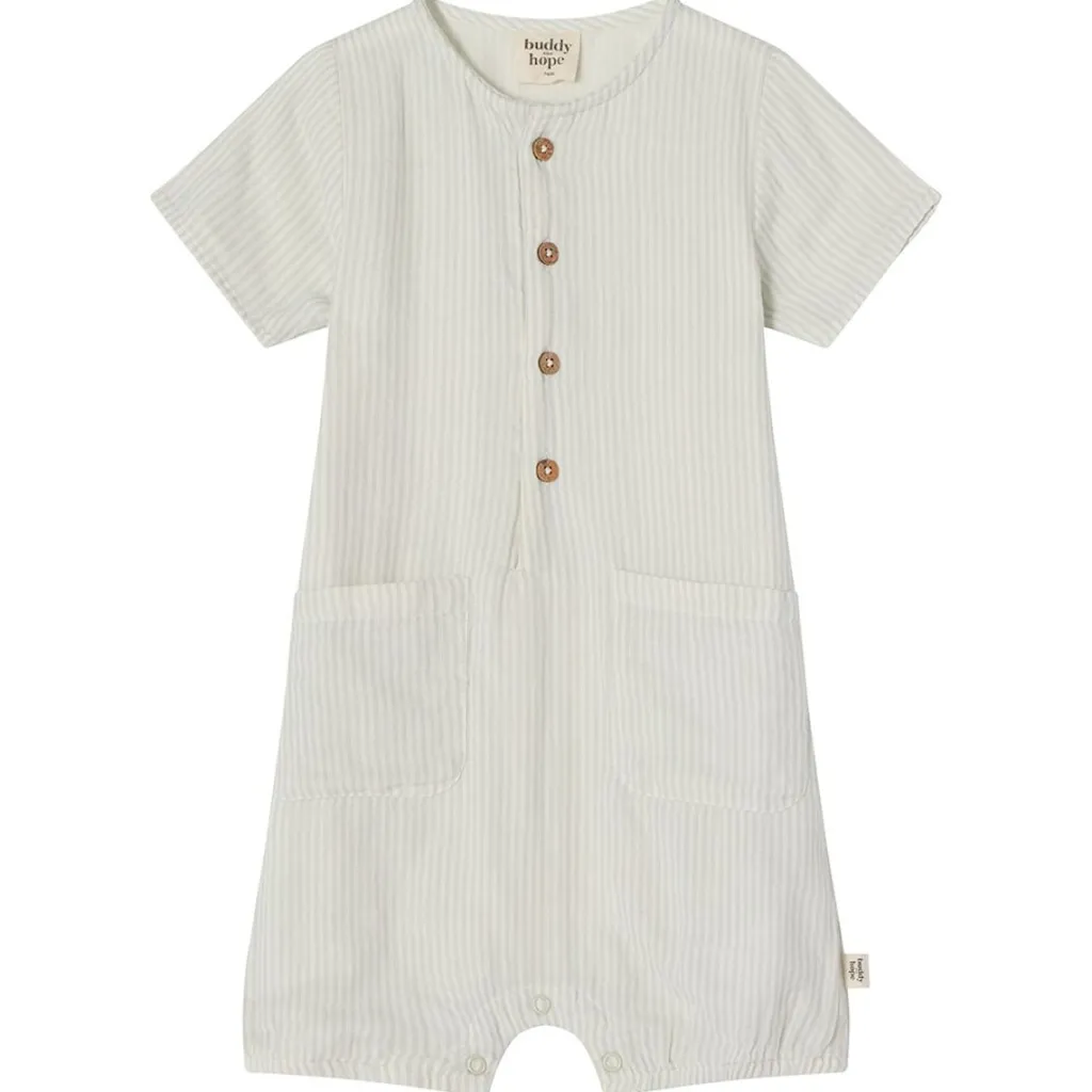 Discount GOTS Alfred Randig Romper Blå Barn Bodys & Bodysuits