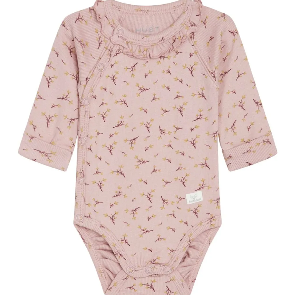 Hot GOTS Bing Blommig Omlottbody Dusty Rose Barn Bodys & Bodysuits
