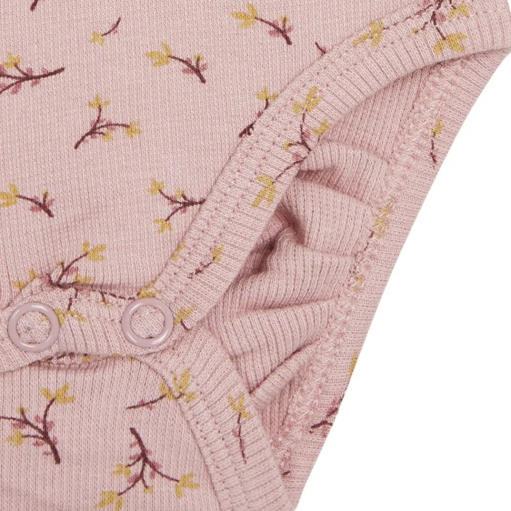 Hot GOTS Bing Blommig Omlottbody Dusty Rose Barn Bodys & Bodysuits