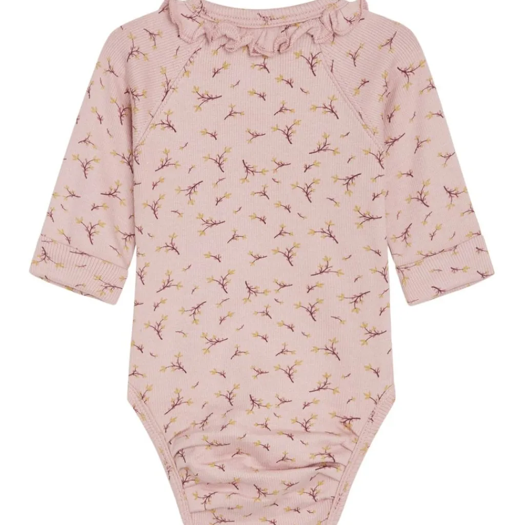 Hot GOTS Bing Blommig Omlottbody Dusty Rose Barn Bodys & Bodysuits