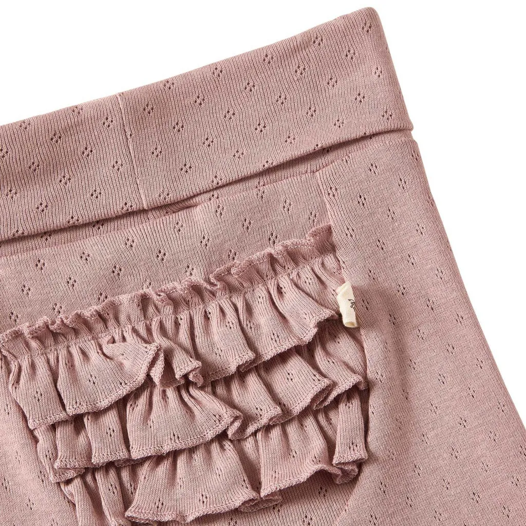 Clearance GOTS Elsy Pointelle Baby Byxor Pink Mauve Barn Byxor & Shorts