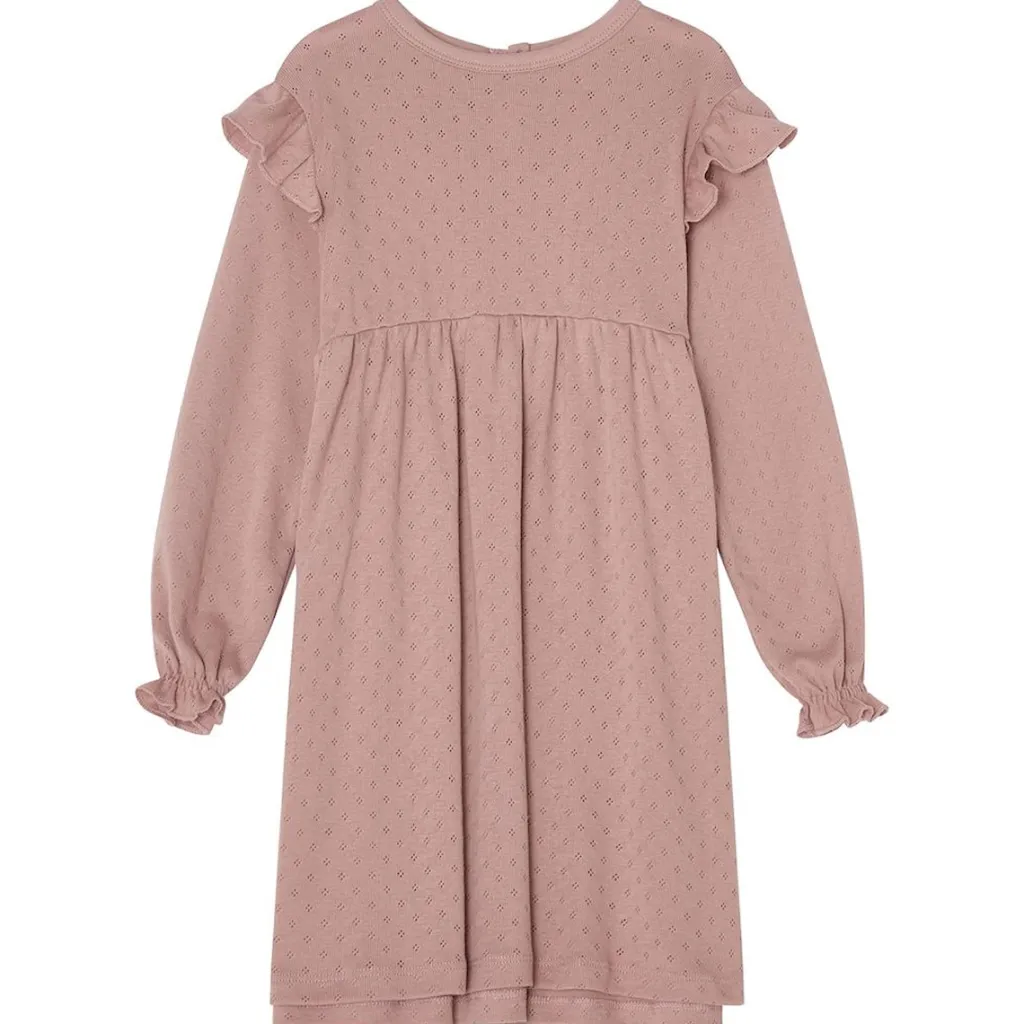 Hot GOTS Hedda Pointelle Klänning Pink Mauve Barn Klänningar & Kjolar