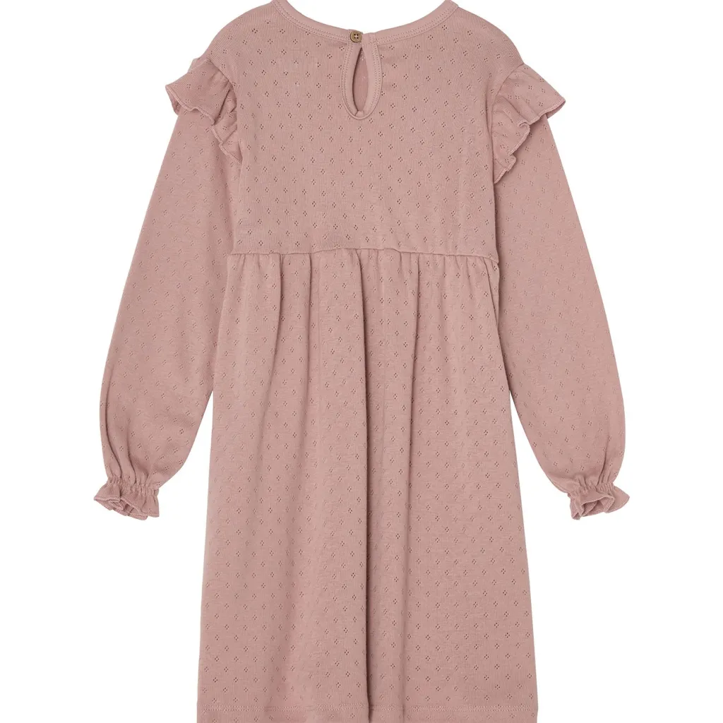 Hot GOTS Hedda Pointelle Klänning Pink Mauve Barn Klänningar & Kjolar