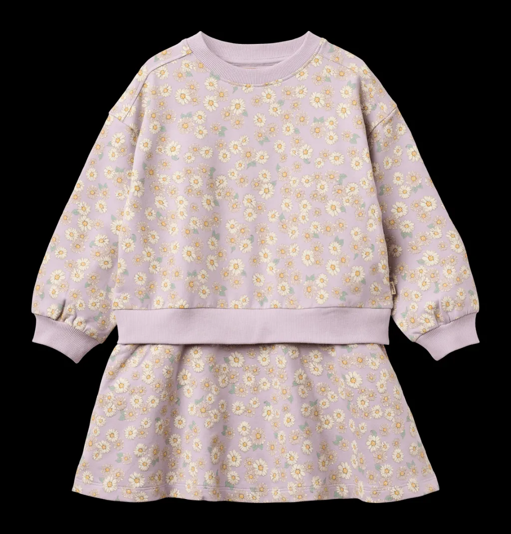 Outlet GOTS Maggie Sweatklänning Lavender Daisies Barn Klänningar & Kjolar