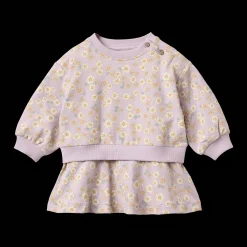 Outlet GOTS Maggie Sweatklänning Lavender Daisies Barn Klänningar & Kjolar