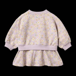Outlet GOTS Maggie Sweatklänning Lavender Daisies Barn Klänningar & Kjolar