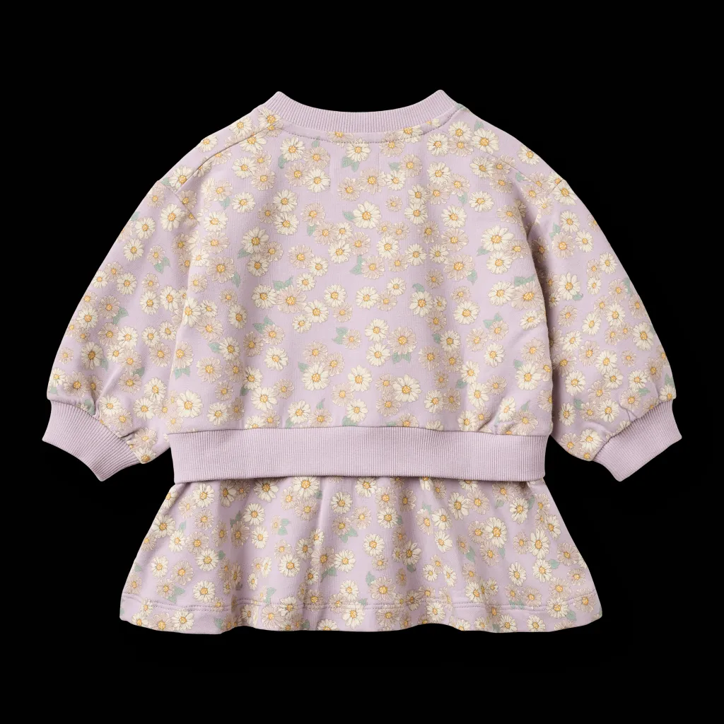 Outlet GOTS Maggie Sweatklänning Lavender Daisies Barn Klänningar & Kjolar