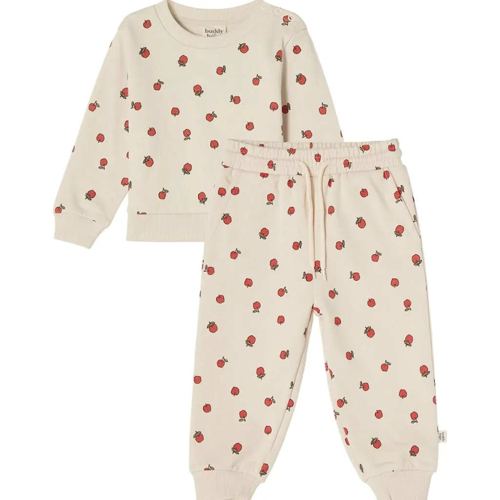 Online GOTS Martin Mönstrat Mjukisset Med Äpplen Gräddvit Barn Outfits & Gåvoset