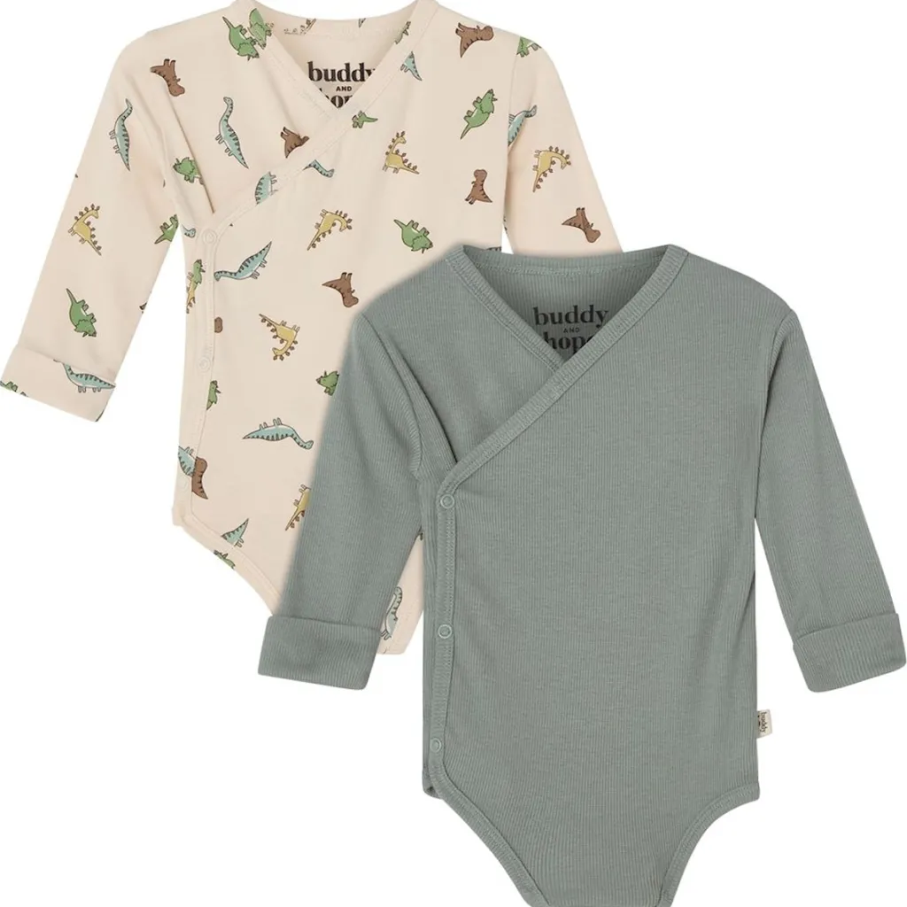 Hot GOTS Max Wrap Body 2-pack Sage Green / Dinosaur Barn Bodys & Bodysuits