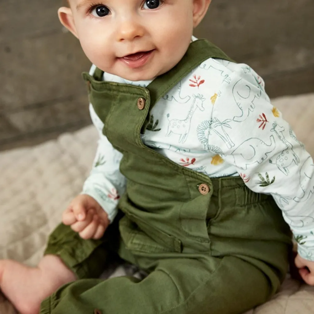 New GOTS Mönstrad Baby Body Misty Blue Barn Bodys & Bodysuits